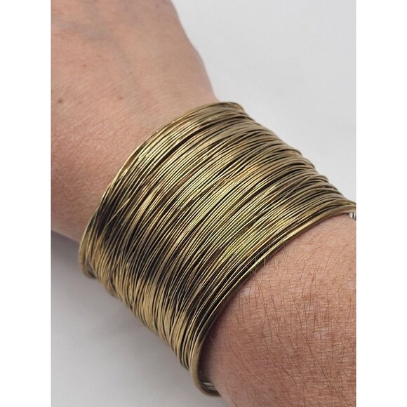 No brand Jewelry - Gold Tone Multi Wire Wide Wrap Cuff Bracelet Boho Bold